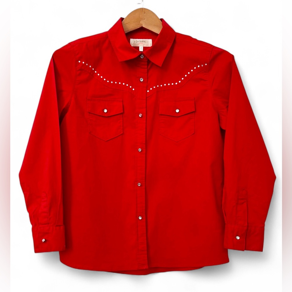 SHYANNE Girls Rhinestone Long Sleeve Western Button Down Shirt (Size XL)